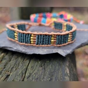 Earth Art Hand Crafted Artisan Teal and Brown Bracelet